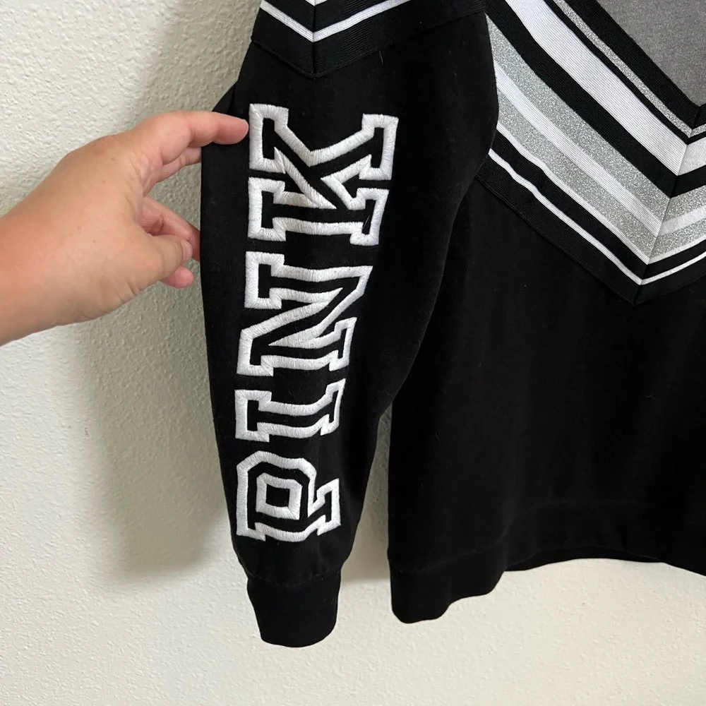 PINK Victoria’s Secret gray black white silver crewneck sweatshirt